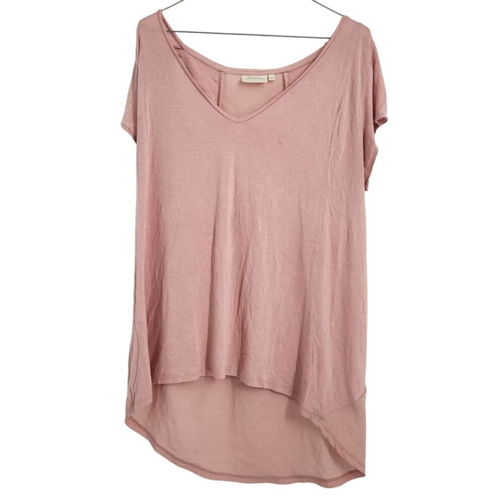 Deletta Pink Short Sleeve Cut Out Top - Women's Size Large